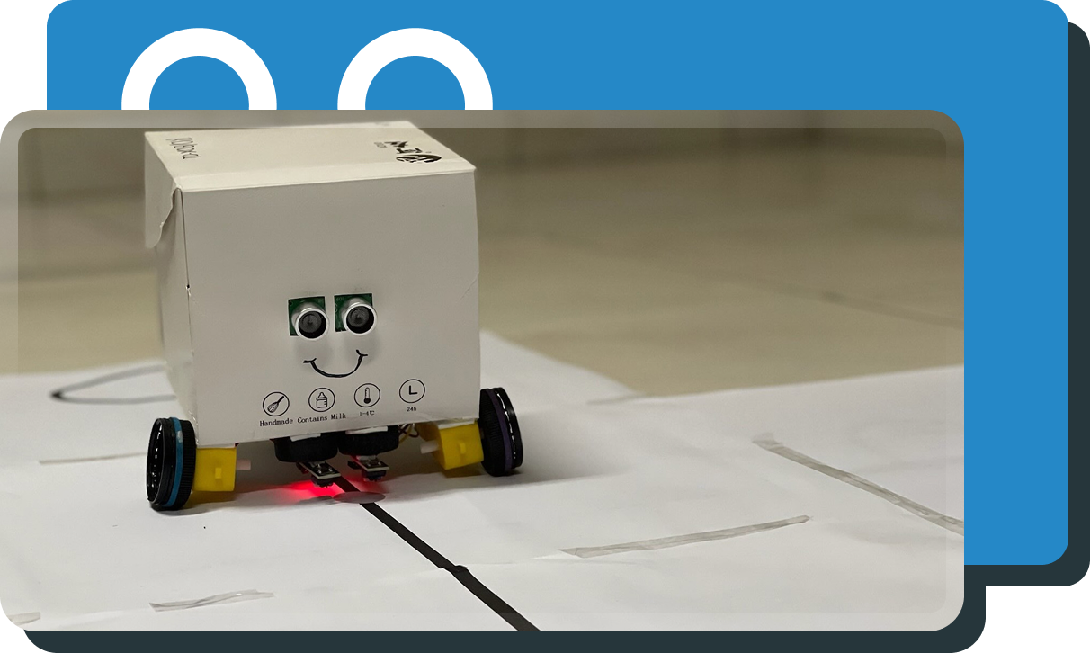 An early prototype of Ro/Box following a line